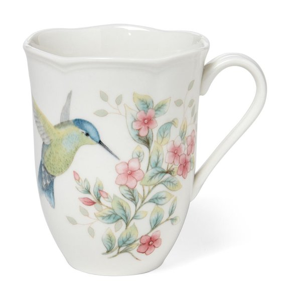 2 new Lenox Butterfly Meadow 12-oz Porcelain Mugs .. each features a Hummingbird - Picture 7 of 7